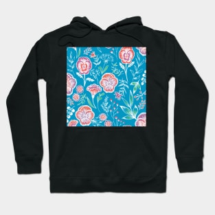 Pansy floral garden on blue Hoodie